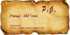 Panyi János névjegykártya